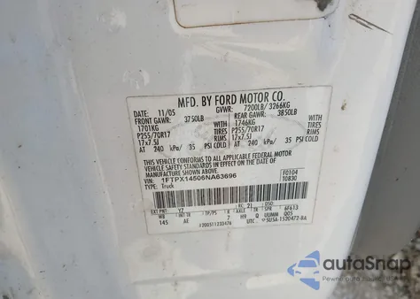 2006 Ford F-150 из США, поврежденный, VIN 1FTPX14506NA63696